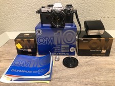 Olympus OM 10 FC Camera 35 mm 55mm Lens Flash Works