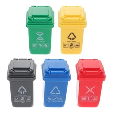 5pcs Dollhouse Mini Trash Can Toy, Miniature Wheelie Bin Garbage Cans Sorting...