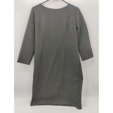 NEW YORK & COMPANY Womens Size 10 Grey Sheath Dress 3/4 Sleeve Piping