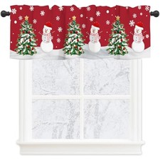 18"W x 54"L Pack of 1 Snowman and Xmas Tree Christmas Valance Curtain