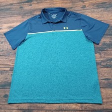 Under Armour The Playoff Polo Shirt Short Sleeve Performance Men's 2XL Blue/Gree