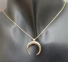 Gold Vermeil Crescent Horn Pendant Necklace Sterling Silver Crescent Moon/Horn
