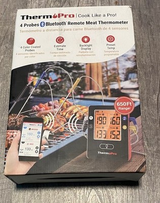 Therm Pro Bluetooth 4 Color Coated Probes Meat Thermometer TP25W Preset Temp