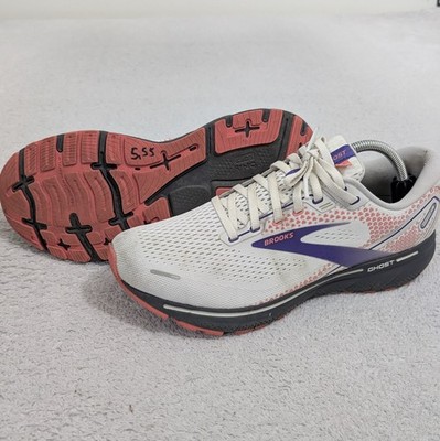 Brooks Ghost 14 Running Shoes Womens 10 Sneakers Athletic Walking Gym White