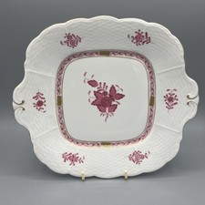 Herend Chinese Bouquest Raspberry Square Handled Cake Plate