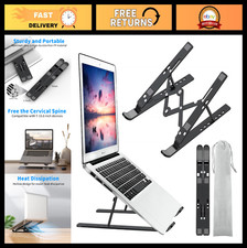 Adjustable Foldable Laptop Stand for Desk, Aluminum Riser, Ergonomic Black Desig