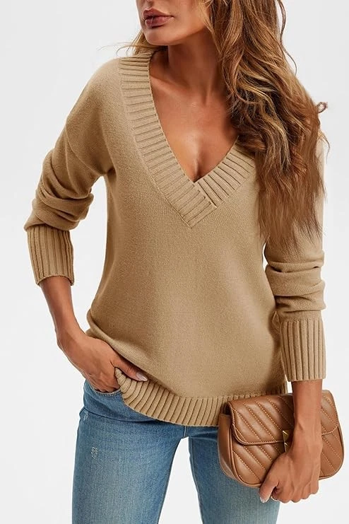 Pull d’hiver pour femme en maille beige S - Photo 3/4