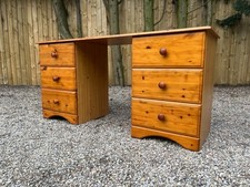 Modern pine 6 drawer knee hole office bedroom desk country style drawers
