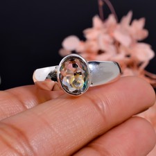 Rainbow Mystic Topaz Ring 925 Sterling Silver Promise Rings Jewelry Gift for Her