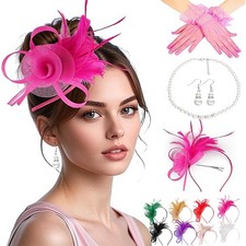 KYTRSTX Fascinators Hat for Women Tea Party Headband Derby One Size, Rose Red