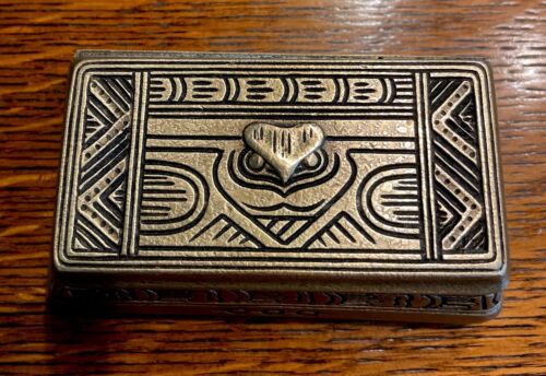 Antike Tiffany Studios New York #1184 indianische Briefmarkenbox mit dreifacher Trennwand