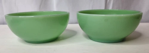 Vintage Fire King Jadeite Oven Ware 5" Chili Cereal Bowls Made in U.S.A. Set 2