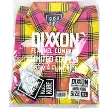 Dixxon Flannel x Kush Kube 420 Flannel Mens XL Yellow Pink Plaid Button Shirt