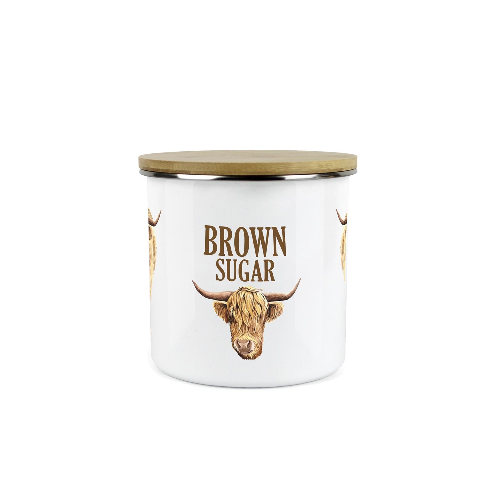 Highland Cow Brown Sugar Canister - Countryside Animal Medium Kitchen Storage