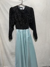 David Brown California House Dress Womens Blue/ Black Floral Top Dress Sz P