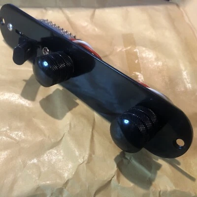 KAISH Telecaster Loaded 32mm wide Control Plate Black with 3 Way Switch & 2x 500k Pots