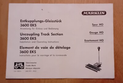 Märklin H0 - Anweisung, Anleitung, Service-Heft / 3600 EKS  / Original  OA 0355k