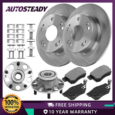 Rear Disc Brake Rotors Pads Wheel Hub Bearings Kit for Honda Accord 2003 - 2007