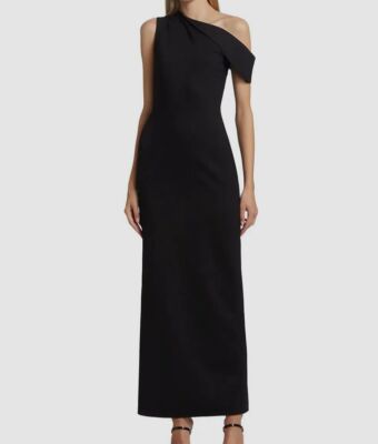 $950 Rosetta Getty Women's Black One-Shoulder Gown Dress Size Small