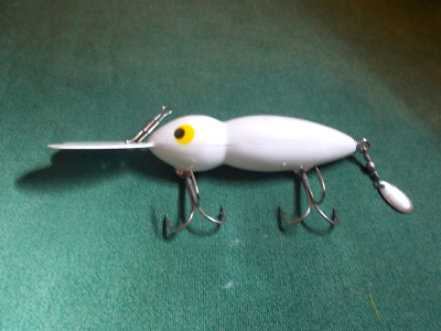 Leurre De Pêche Vintage Whopper Stopper Hellbender 4" Blanc (côtes Noires) - Original
