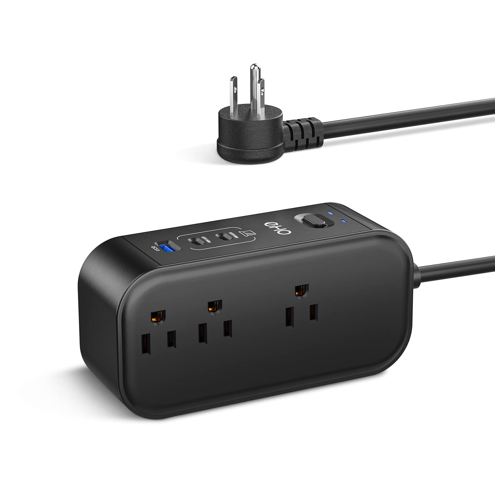10FT Surge Protector Power Strip with PD 65W USB C for Travel, Desktop USB Ch...-image