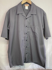 RED KAP Men  s Size L Grey Button Up Polyester Work Shirt Short Sleeve