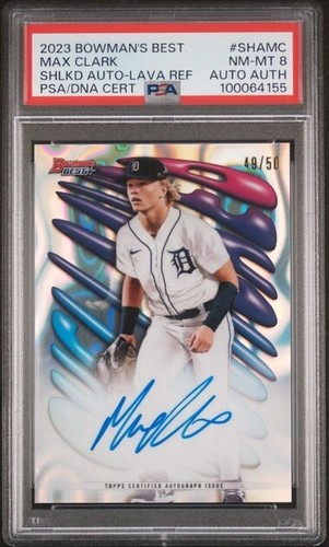 2023 Bowman's Best Max Clark #SHAMC Shellacked Autograph Lava Refactor /50 PSA 8