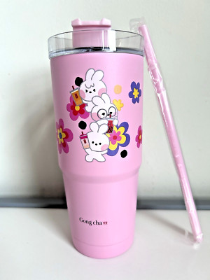 NEW PINK GONG CHA TUMBLER (LINE FRIENDS MININI) 24 oz 710 ml - LIMITED EDITION