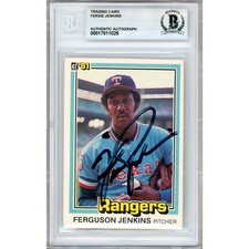 Fergie Jenkins Signed 1981 Donruss #146 Texas Rangers Beckett BAS Slabbed Auto