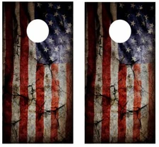 Grunge American Flag Cornhole Board Wrap LAMINATED Wrap Decal Vinyl Sticker 4213