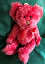 RUSS BERRIE - 8" PLUSH SITTING BRIGHT PINK BEAR - JUBILEE