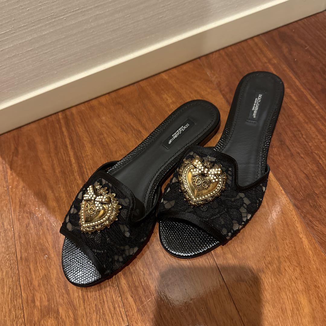 サンダル・ミュール DOLCE & GABBANA LACE FLAT SANDALS Dolce & Gabbana Women 6.5US Black Lace Sandals Luxury