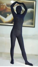 NEW Women's Full Body Cover Zipper Bodysuit Catsuit Zentai Attached Gloves Socks