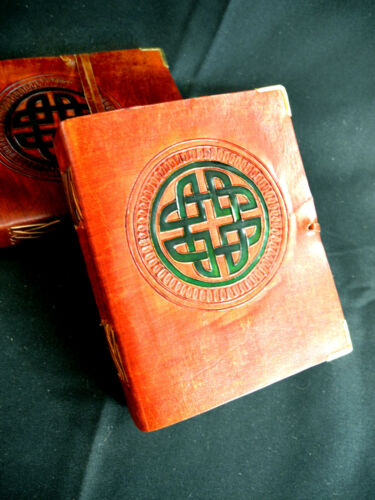 Celtic Knot - Small Handmade Leather Journal Diary - Irish Druid Pagan Wicca - Afbeelding 1 van 8