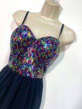 Black short dress sleeveless sequin size 12