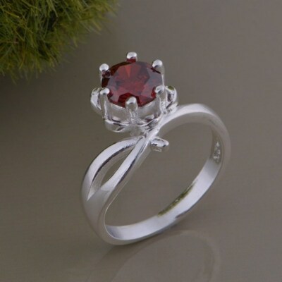 Silberring ''Misaligned Ruby'' - Sofortversand aus Frankreich