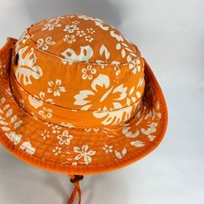 Dorfman Pacific Kindercaps Bucket Hat Cap 4-6X Orange White Leaves Snap Sides