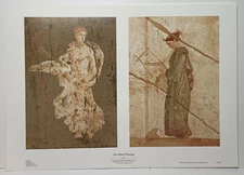 Two Muse Paintings reproduction print Pompeii House Detail