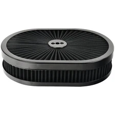 Black 12"×2" Super Flow Oval Air Cleaner Kit, washable element, 5-1/8" inlet
