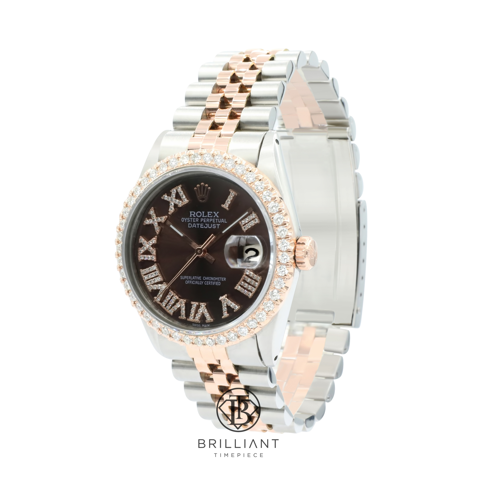 Rolex Datejust 36mm Two Tone Jubilee Brown Diamond Dial 3.25 CT