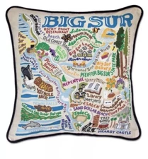 Cat Studio Big Sur 20x20 Embroidered Pillow New HEARST CASTLE Big Sur Sand Beach
