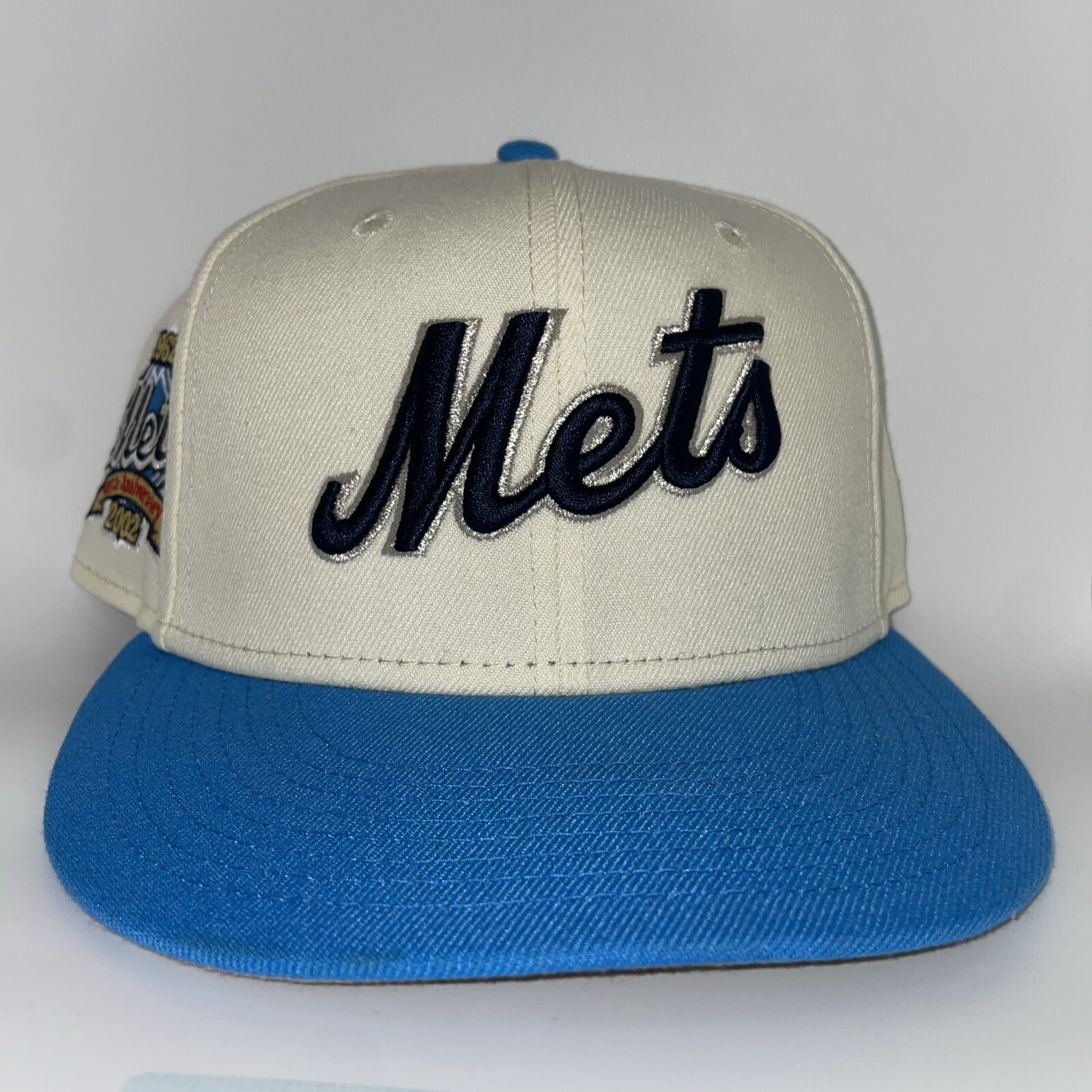New York Mets New Era Fitted Hat Size 7 3/8 60th Anniversary Patch Gray Brim