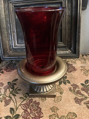 VINTAGE GOLD PILLAR CANDLE HOLDER BOHO RETRO HOLLYWOOD REGENCY DECOR