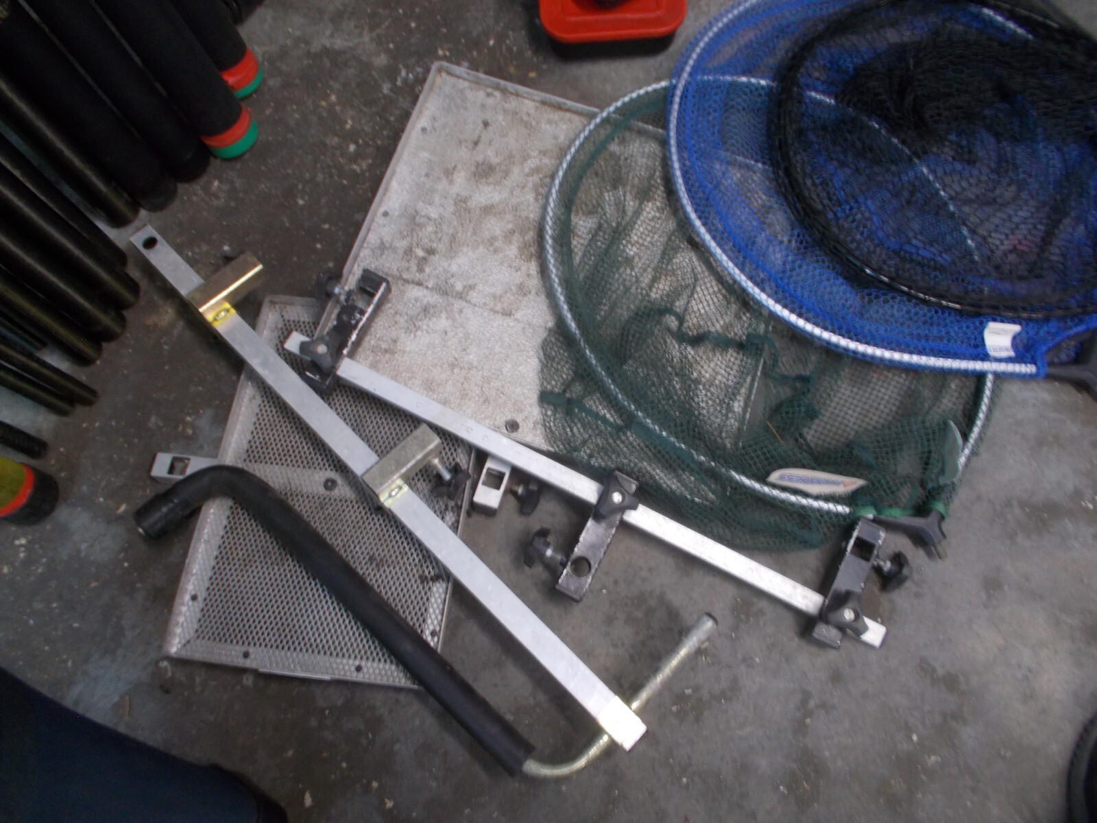 Full match pole fishing set up job lot tackle rods reels seat box