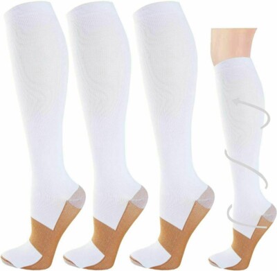 3pairs Compression Socks Women Men 30-40Mmhg Extra Wide Calf Knee High plus Size