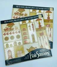 2 Vintage FLAIR SQUARES DuPont Pre-pasted Wallcovering Wallpaper TYVECK KITCHY