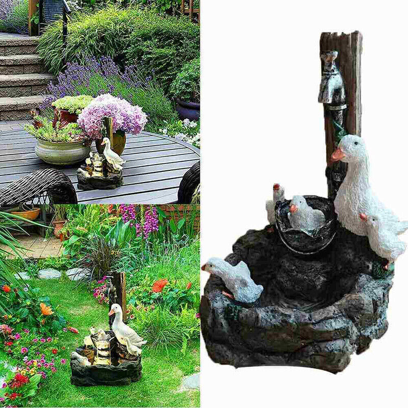 Cute Solar-Powered Resin Duck Fountain for Garden Patio Decor