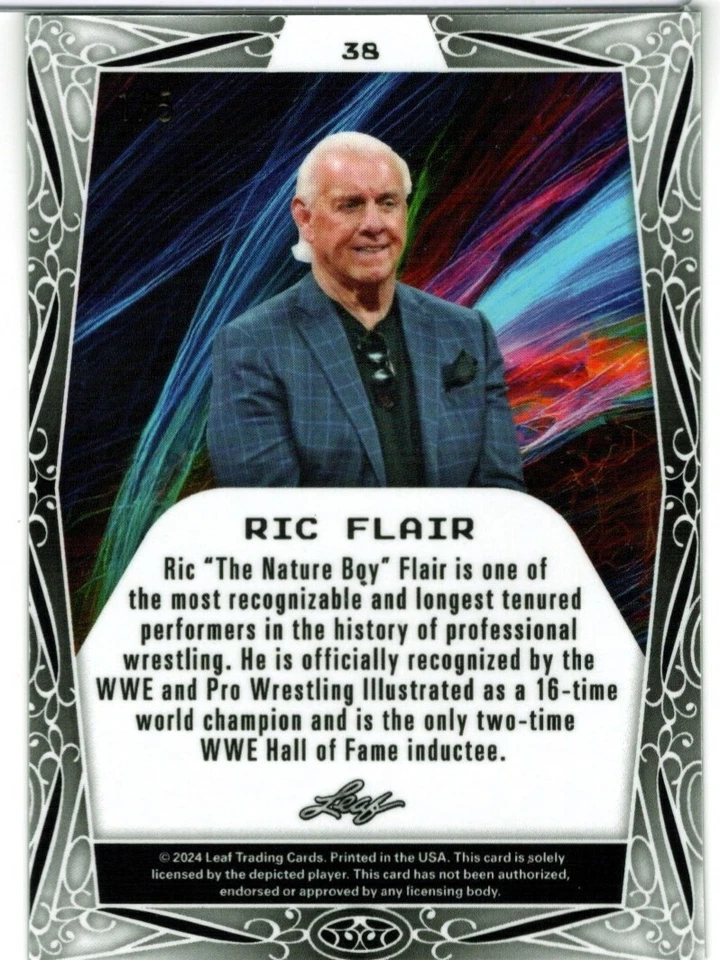 Tarjeta 38 Ric Flair 2024 Leaf Metal Wrestling Legends verde brillante diagonal 1/5 Foto 2 de 3