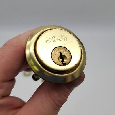 Arrow Rim Cylinder Lock RC2 X3 1-1/4'' Length E Keyway Bright Brass Vintage NOS