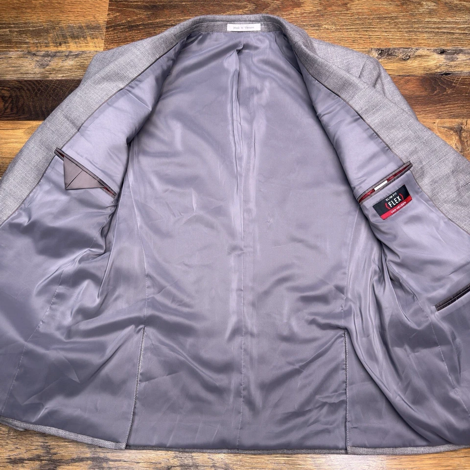 Van Heusen Flex Slim Fit Sport Coat 38 Short Gray Stretch Blazer - Image 3 of 4